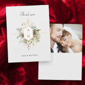 Gewoon Elegant Kerst Bloemen Monogram Bedankkaart