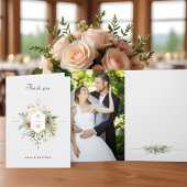 Gewoon Elegant Kerst Bloemen Monogram Bedankkaart