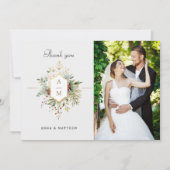 Gewoon Elegant Kerst Bloemen Monogram Bedankkaart (Voorkant)