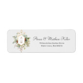 Gewoon Elegant Kerst Bloemen Monogram Etiket (Voorkant)