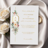 Gewoon Elegant Kerst Bloemen Monogram Folie Uitnodiging