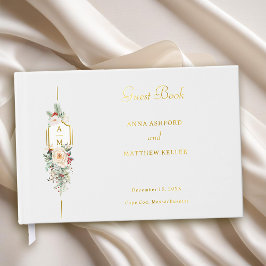 Gewoon Elegant Kerst Bloemen Monogram Gastenboek