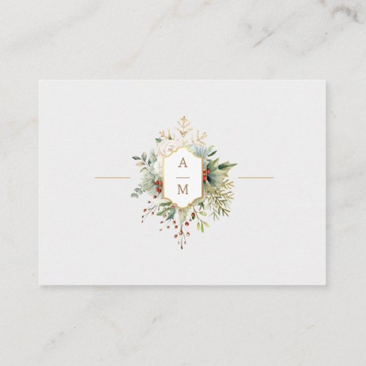 Gewoon Elegant Kerst Bloemen Monogram Informatiekaartje (Achterkant)