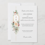 Gewoon Elegant Kerst Bloemen Monogram Kaart (Voorkant)