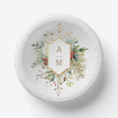 Gewoon Elegant Kerst Bloemen Monogram Papieren Kommen (Voorkant)