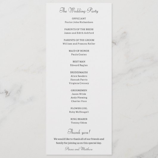 Gewoon Elegant Kerst Bloemen Monogram Programma Programmakaart (Achterkant)