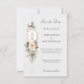 Gewoon Elegant Kerst Bloemen Monogram Save The Date (Voorkant)