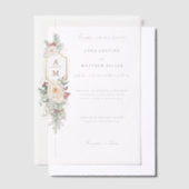 Gewoon Elegant Kerst Bloemen Monogram Vellum Uitnodigingen (Offset)