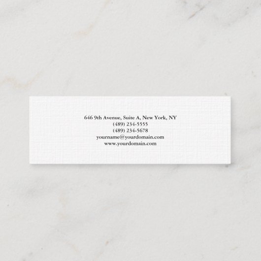 Gewoon elegant klassiek wit, minimalistisch ontwer mini visitekaartje (Achterkant)