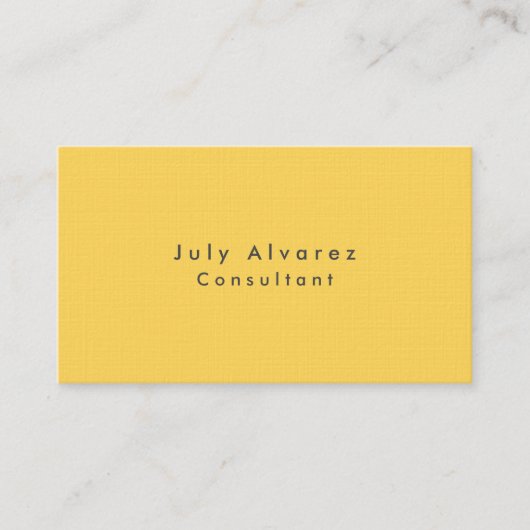 Gewoon Elegant minimalistisch gele linen Visitekaartje (Voorkant)