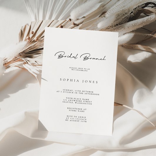 Gewoon Elegant minimalistische bridal Brunch Kaart