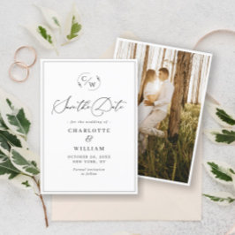 Gewoon Elegant minimalistische bruiloft foto Save The Date