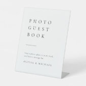 Gewoon Elegant modern bruiloft Foto Guest Book Reclamebord Met Voetstuk (Voorkant)