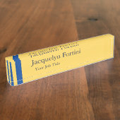 Gewoon Elegant modern minimalistisch blauw geel Naambordje (Zijkant)