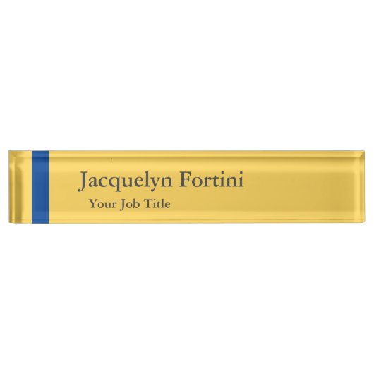 Gewoon Elegant modern minimalistisch blauw geel Naambordje (Voorkant)