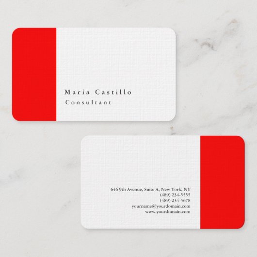 Gewoon elegant modern, minimalistisch design rood  visitekaartje (Voorkant / Achterkant)