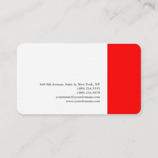 Gewoon elegant modern, minimalistisch design rood  visitekaartje (Achterkant)