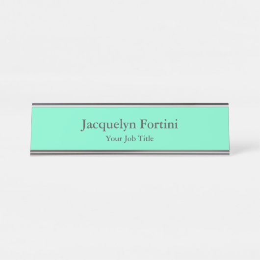 Gewoon Elegant modern, minimalistisch groen blauw Bureau Naambordje (Voorkant)