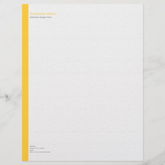 Gewoon Elegant Modern Simple Yellow Stripe op Whit Custom Briefhoofd (Voorkant)