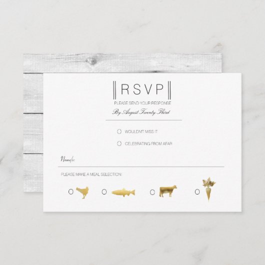 Gewoon elegant | Modern Zwart & Goud RSVP (Voorkant / Achterkant)