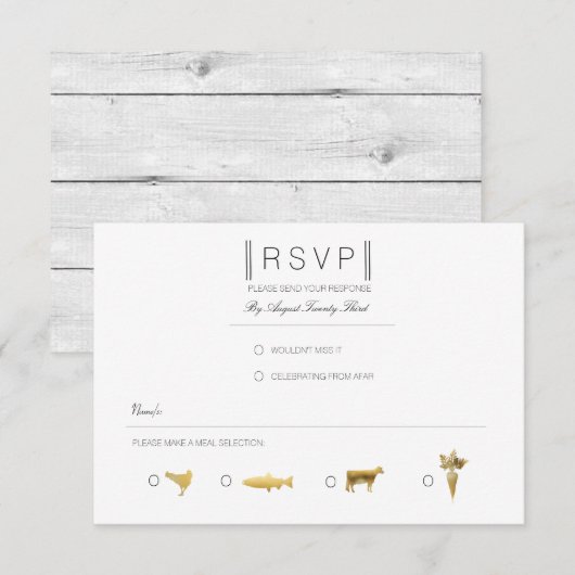 Gewoon elegant | Modern Zwart & Goud RSVP Kaartje (Voorkant / Achterkant)