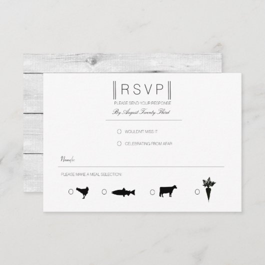 Gewoon elegant | Modern Zwart & Wit RSVP (Voorkant / Achterkant)