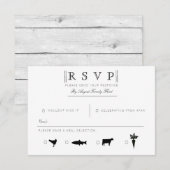 Gewoon elegant | Modern Zwart & Wit RSVP Kaartje (Voorkant / Achterkant)