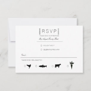 Gewoon elegant   Modern Zwart & Wit RSVP Kaartje