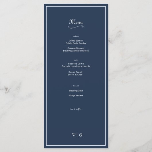 Gewoon Elegant Nautisch Blauw 2 met Rand Menu (Voorkant)