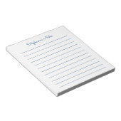 Gewoon Elegant Navy Blue Lined Personalized Notitieblok (Schuin)