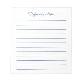 Gewoon Elegant Navy Blue Lined Personalized Notitieblok