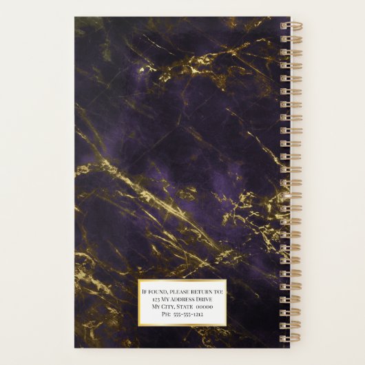 Gewoon Elegant Paars | Benoeming van goudmarmer Planner (Achterkant)