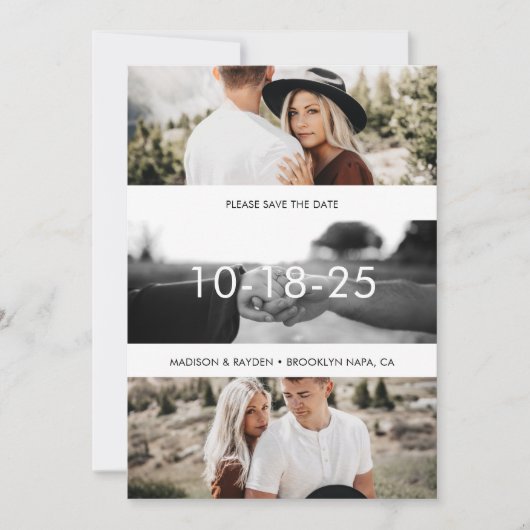 Gewoon Elegant Photo Grid Wedding Save The Date (Voorkant)
