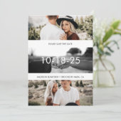 Gewoon Elegant Photo Grid Wedding Save The Date (Staand voorkant)