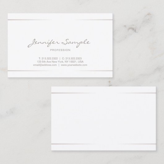 Gewoon Elegant Professional Modern Silver Effect Visitekaartje (Voorkant / Achterkant)