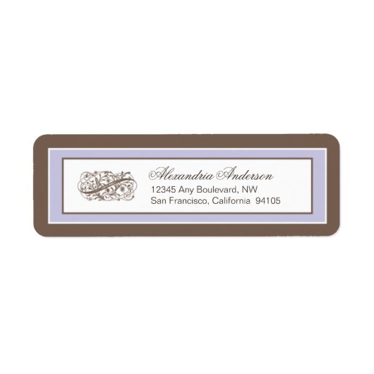 Gewoon elegant retouradres label (bruin/lila) (Voorkant)