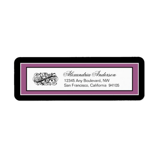 Gewoon elegant retouradres label (zwart/violet) (Voorkant)