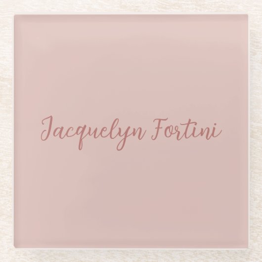 Gewoon Elegant Roos Gouden Kalligrafie Script Naam Glazen Onderzetter (Voorkant)