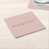 Gewoon Elegant Roos Gouden Kalligrafie Script Naam Kartonnen Onderzetters (Schuin)