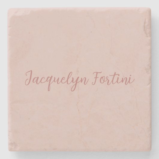 Gewoon Elegant Roos Gouden Kalligrafie Script Naam Stenen Onderzetter (Voorkant)