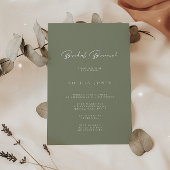 Gewoon Elegant Sage Green Bridal Brunch Uitnodigin Kaart
