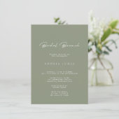 Gewoon Elegant Sage Green Bridal Brunch Uitnodigin Kaart (Staand voorkant)