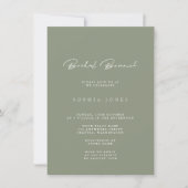 Gewoon Elegant Sage Green Bridal Brunch Uitnodigin Kaart (Voorkant)