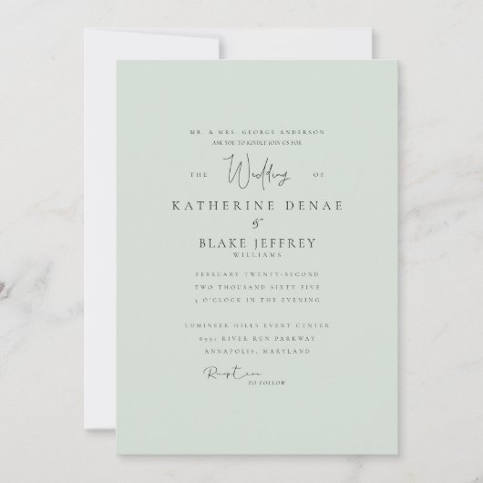 Gewoon elegant salie bruiloft bruid ouders I Kaart (Voorkant)