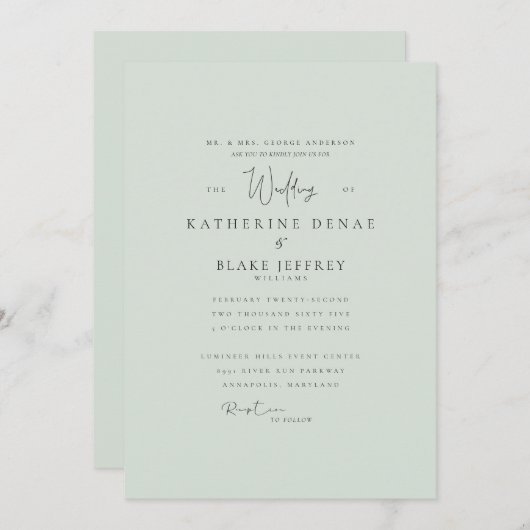 Gewoon elegant salie bruiloft bruid ouders I Kaart (Voorkant / Achterkant)