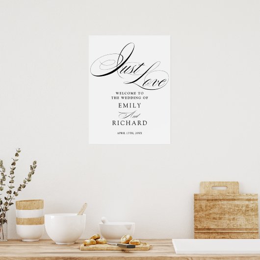 Gewoon Elegant Script Bruiloft Welkom Bord Poster (Keuken)