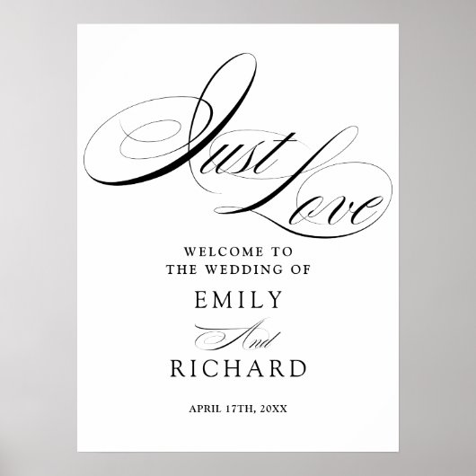 Gewoon Elegant Script Bruiloft Welkom Bord Poster (Voorkant)