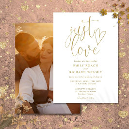 Gewoon Elegant Script Foto Goud Bruiloft Kaart