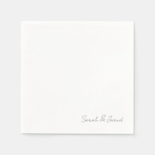 Gewoon elegant script namen witte bruiloft cocktai servet (Voorkant)