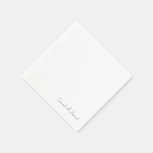 Gewoon elegant script namen witte bruiloft cocktai servet (Hoek)